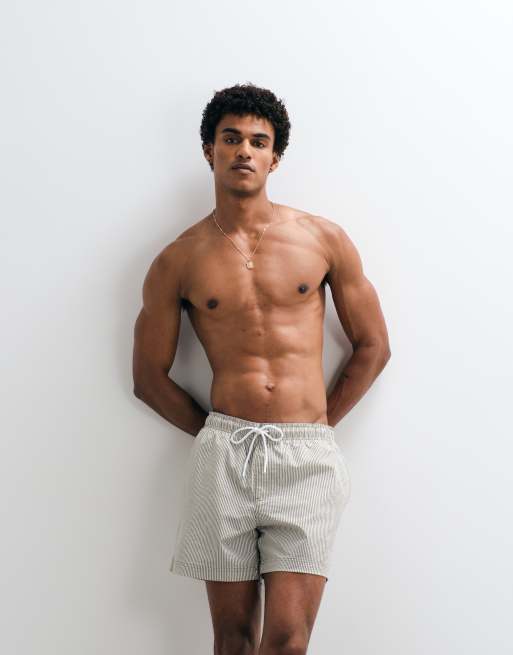 Jack & Jones - Kskigrønne badeshorts i seersucker-materiale med striber, 2 af 9