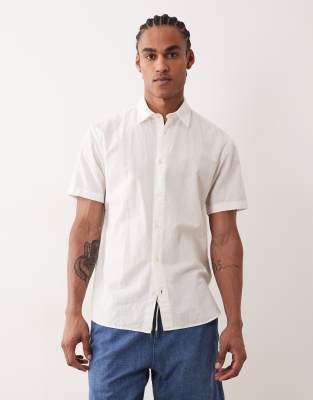 Jack & Jones Herren Weiß Kurzärmeliges Hemd Aus Leinenmix - Bild 5