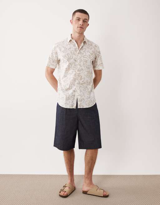 Jack & Jones – Kurzärmliges Hemd in Neutral mit schmalem Schnitt und Blumenmuster, 2 von 5