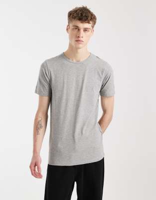 Kurzärmliges, schmal geschnittenes T-Shirt in Grau Grau S