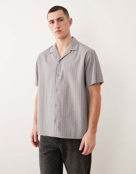 Jack & Jones – Kurzärmliges, strukturiertes Hemd in Grau - view 1