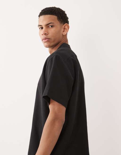 Jack & Jones – Kurzärmliges, strukturiertes Hemd in Schwarz, 4 von 5