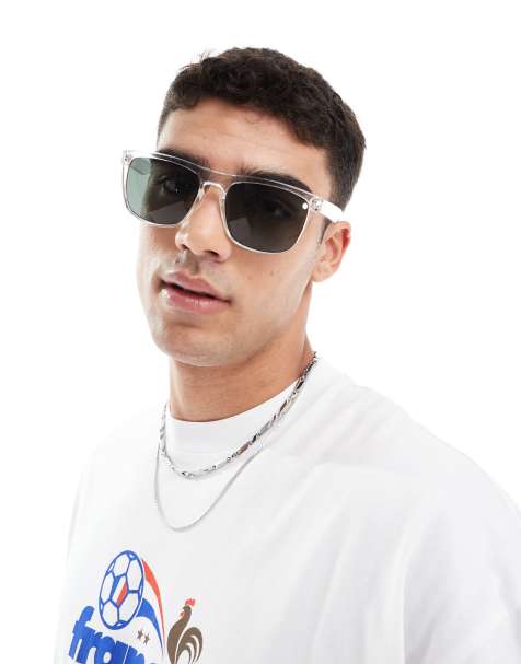 Jack & Jones – Kwadratowe okulary przeciwsłoneczne z przezroczystymi oprawkami i cieniowanymi soczewkami - view 1