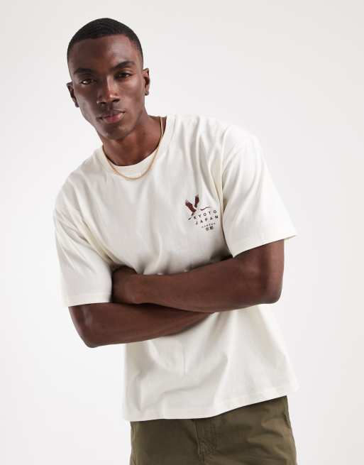Jack & Jones kyoto japanese back print t-shirt in cream, 4 of 5