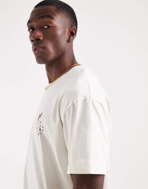 Jack & Jones kyoto japanese backprint t-shirt in cream, 5 of 5