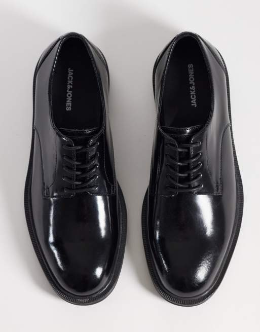 Jack & Jones lace up smart shoes with chunky sole in black, 3 of 4