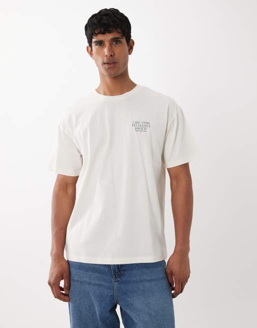 Jack & Jones lake como print t-shirt in cream, 3 of 5