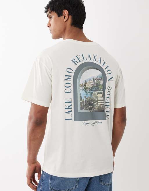 Jack & Jones lake como print t-shirt in cream, 5 of 5