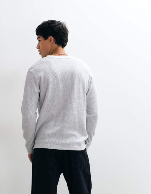 Jack & Jones långärmad henley-topp i ljusgrått, 5 av 5