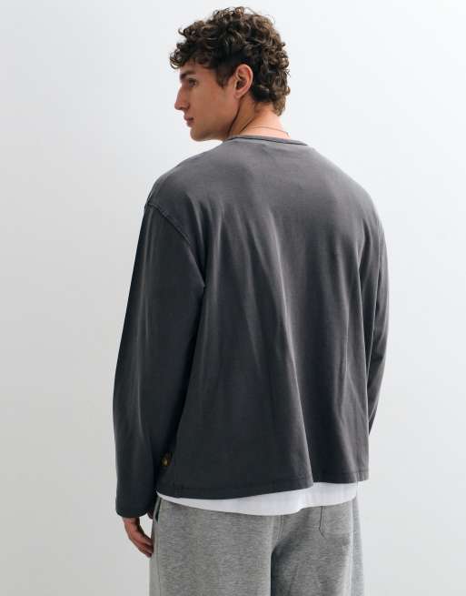 Jack & Jones långärmad topp i tvättad grå, 2 av 10
