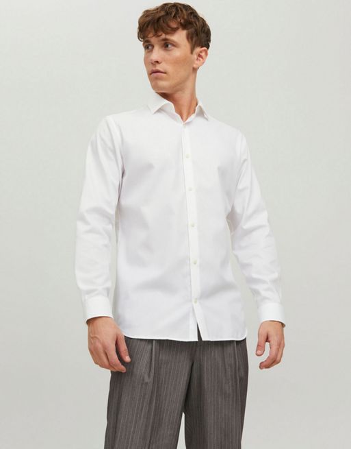 Jack & Jones – Langärmliges Hemd in Weiß