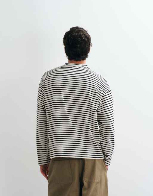 Jack & Jones – Langärmliges Henley-Oberteil in Schwarz und Weiß gestreift, 5 von 5