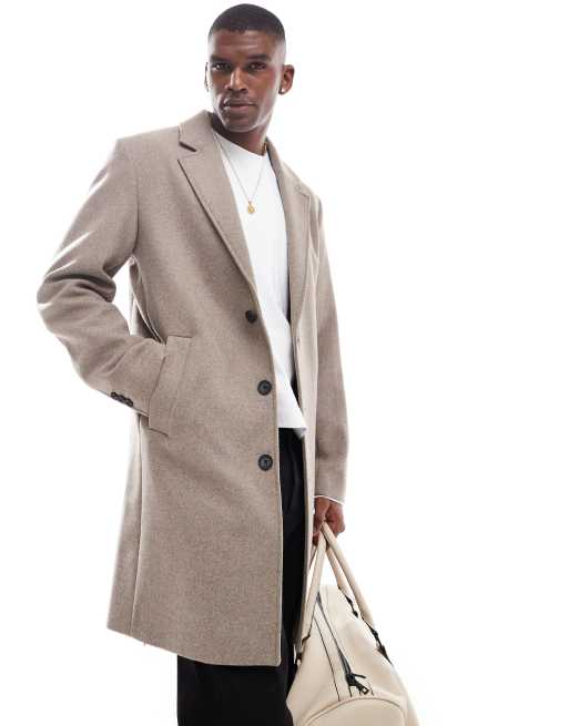 Jack & Jones – Langer Mantel aus Wollmix in Beige, 4 von 4