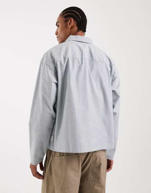 Jack & Jones - Langærmet skjorte med firkantet pasform og marineblå/hvide striber, 3 af 5
