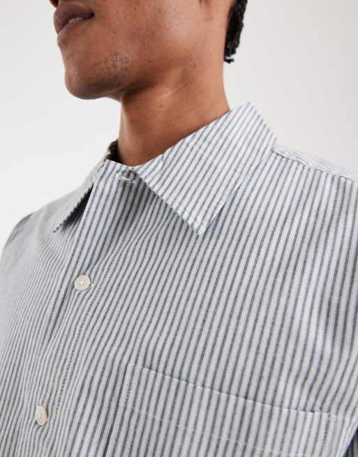Jack & Jones - Langærmet skjorte med firkantet pasform og marineblå/hvide striber, 5 af 5