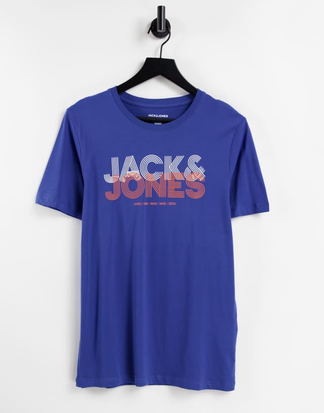 Jack & Jones large logo T-shirt in blue