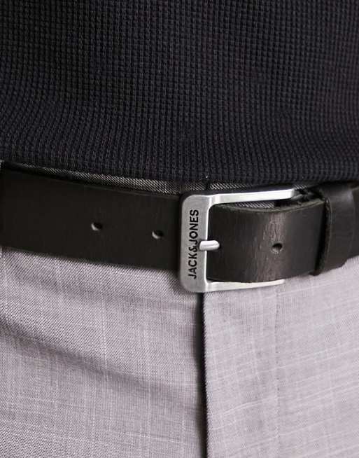 Jack & Jones leather belt in black , 3 of 4
