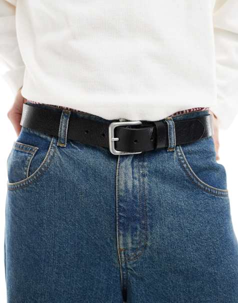 Jack & Jones leather belt in black - view 1