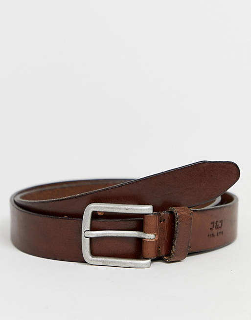 Jack & Jones leather belt in brown