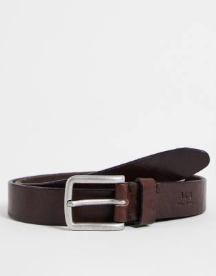 Jack & Jones leather belt in brown | ASOS