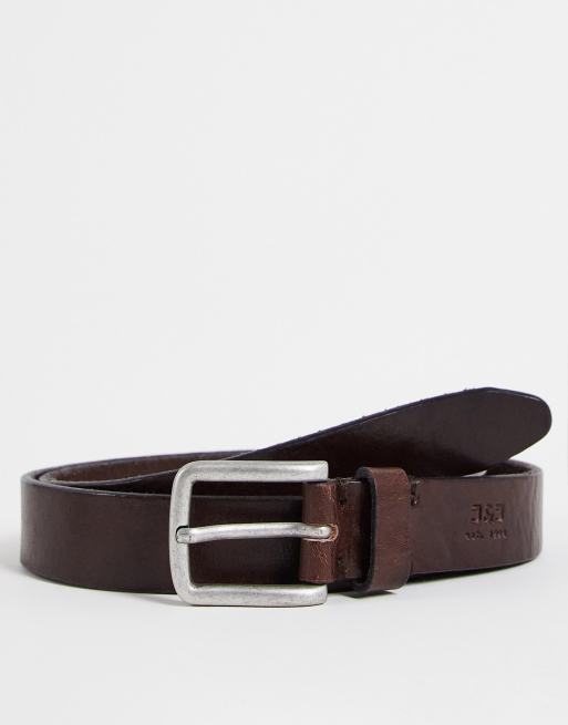 Jack & Jones leather belt in brown ASOS
