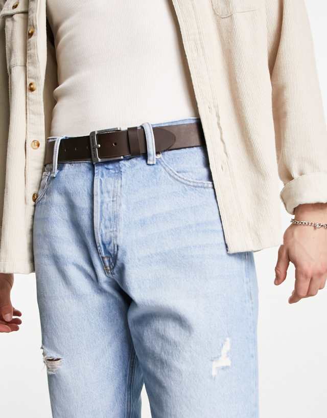 Jack & Jones leather belt in brown