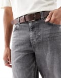 [Jack & Jones] Jack & Jones leather belt in brown 80 cm Brownstone