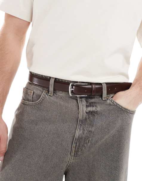 Jack & Jones leather belt in brown - view 1