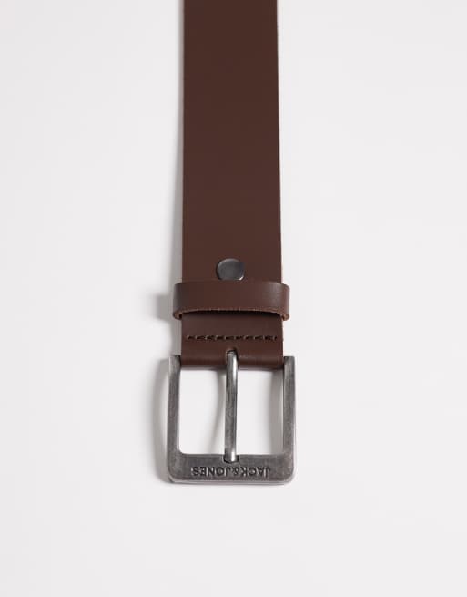Jack & Jones leather belt in brown, 2 of 3