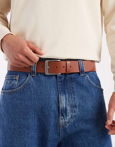 Jack & Jones leather belt in tan - view 1