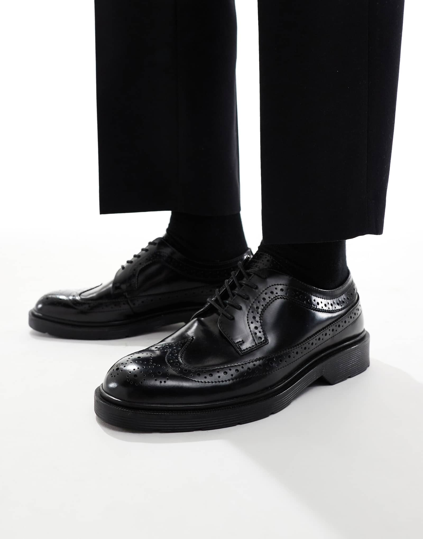 Кожаные броги Jack &Jones черного цвета