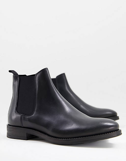 Jack & Jones leather chelsea boot in black | ASOS