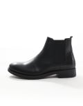 [Jack & Jones] Jack & Jones leather chelsea boot in black 46 Anthracite