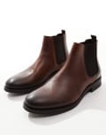 Jack & Jones leather chelsea boot in brown