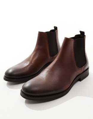 leather chelsea boots in brown