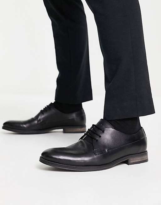 Jack & Jones leather derby shoe in black | ASOS