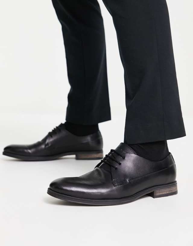 Jack & Jones leather derby shoes in black