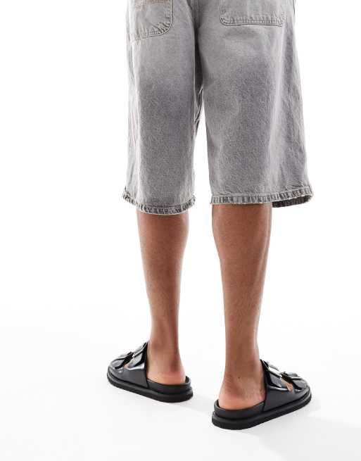 Jack & Jones leather double strap sandal in black