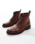 [Jack & Jones] Jack & Jones leather lace-up boot in brown 41 Cognac