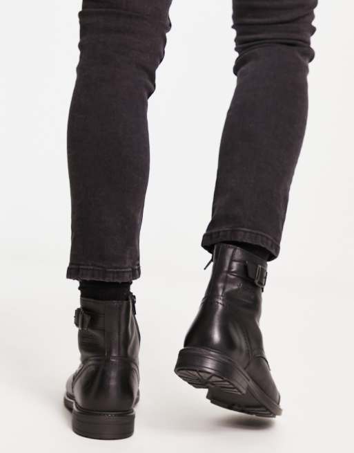 Men Black Zipper Ankle Genuine Leather Boots - Leather Skin Shop