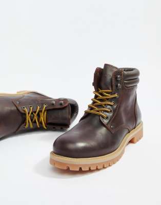 jack & jones leather lace up boots