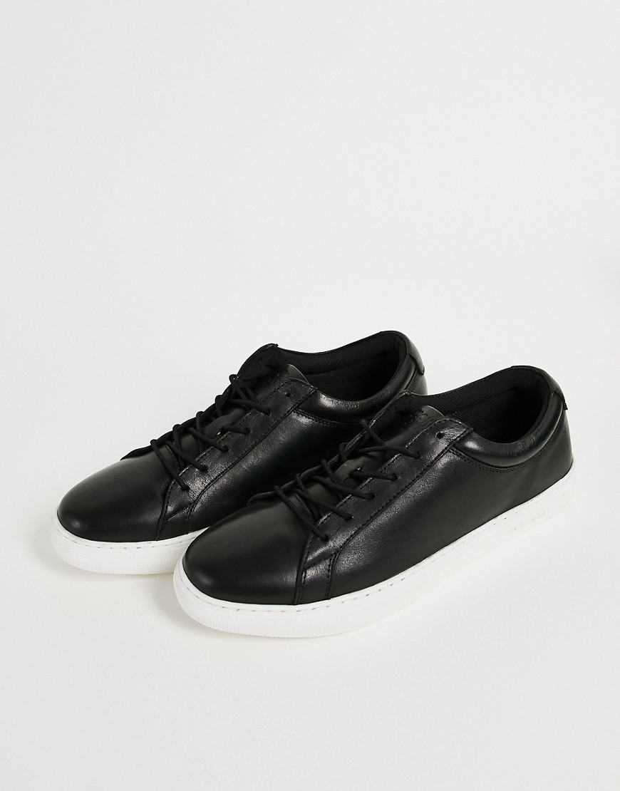 leather minimal sneakers in black