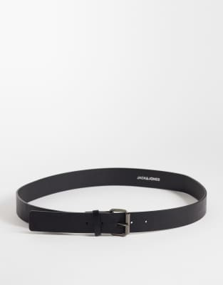 Jack & Jones Leather Mix Belt In Black