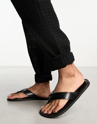 Jack & Jones leather sandal in black