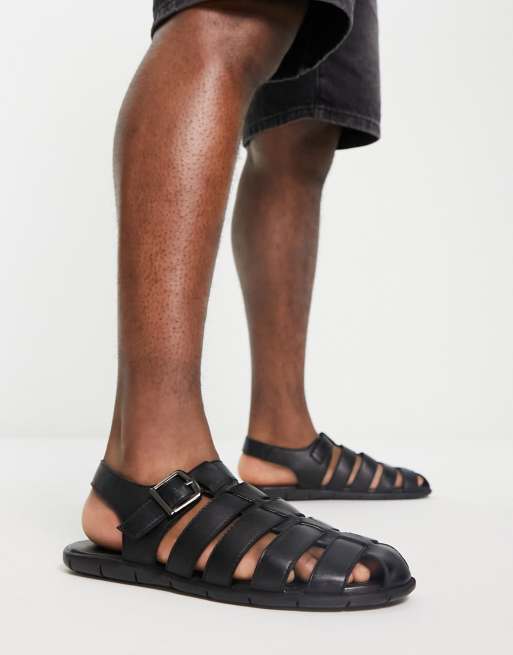 Mens black strap on sale sandals