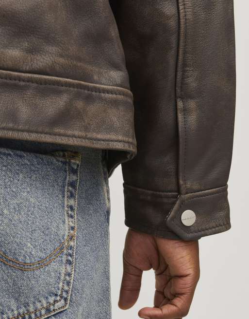 Jack & Jones – Lederjacke in Schokobraun, 5 von 7