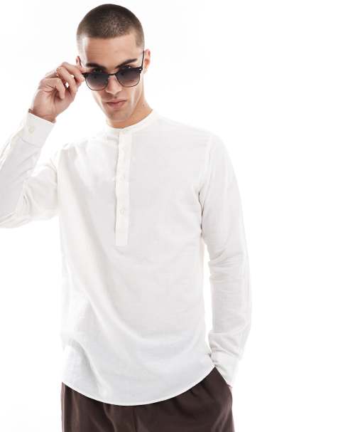 Jack & Jones – Leinenhemd zum Überziehen in Weiß - view 1