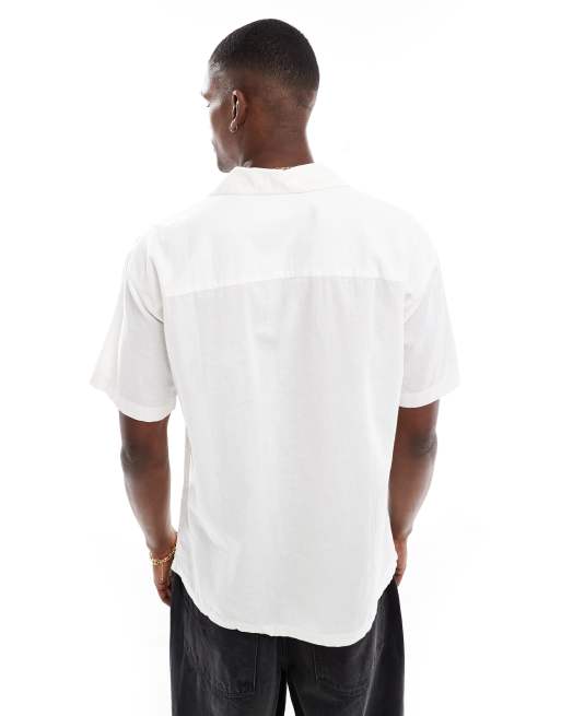 Jack & Jones – Leinenmix-Hemd in Weiß mit Reverskragen, 3 von 4
