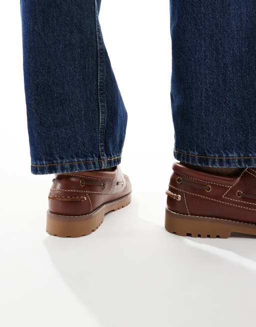 Jack & Jones - Leren bootschoenen in bruin, 3 van 4