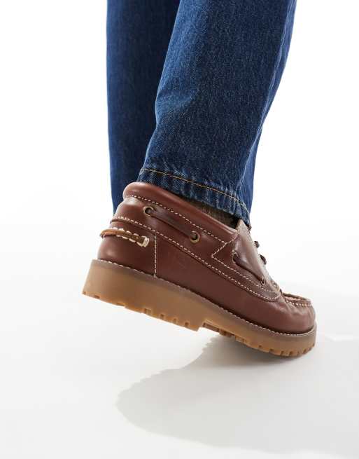 Jack & Jones - Leren bootschoenen in bruin, 4 van 4